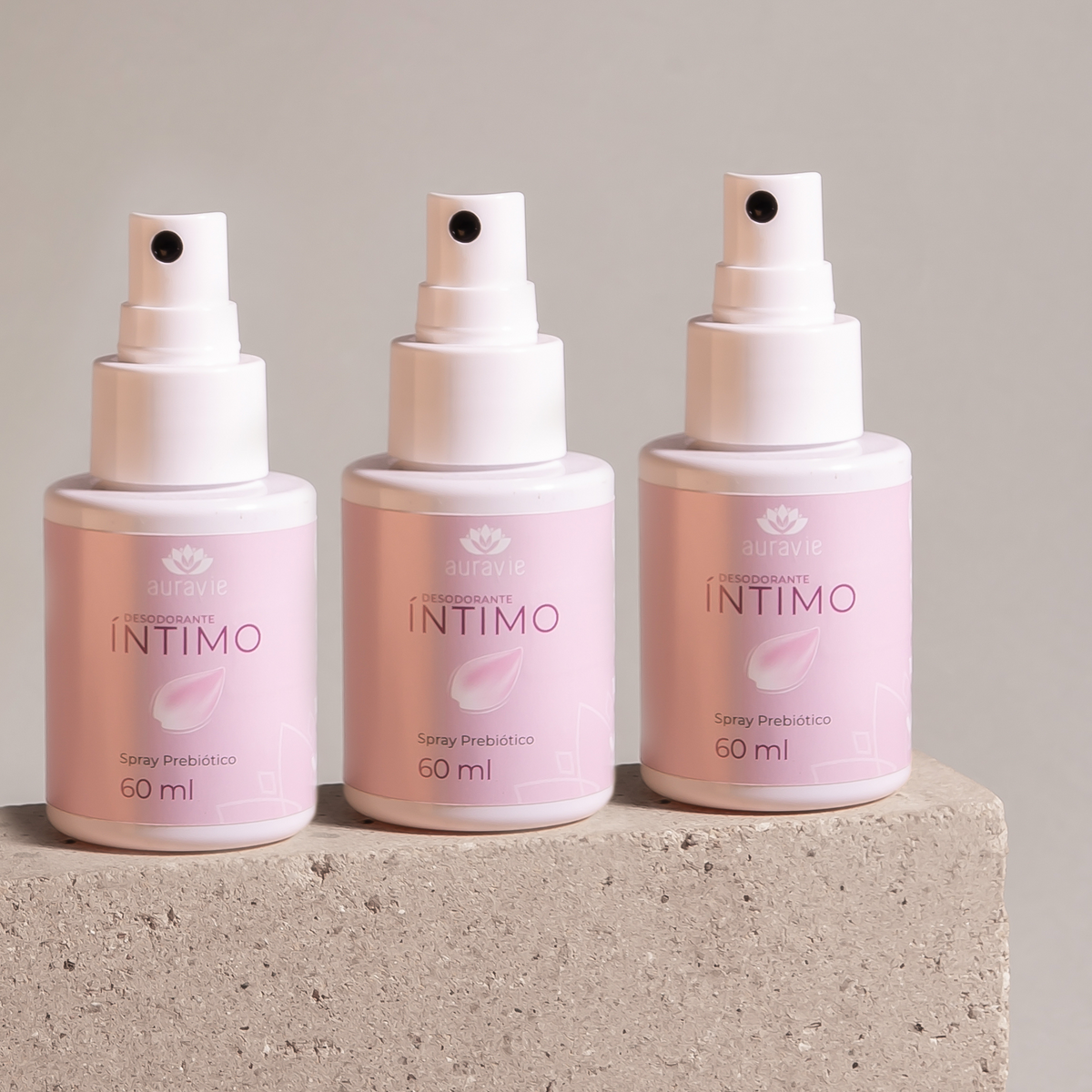 Kit 3 desodorantes íntimos - com Prebióticos - Natural e Vegano - 60ml