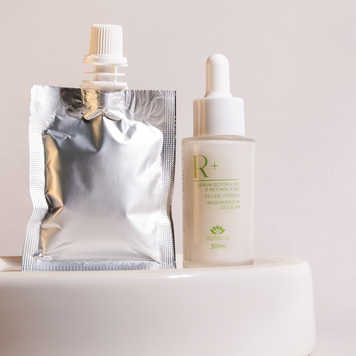 Kit Serum + Refil - Serum Facial R+ com Peptídeos de ação Retinol-like e lifting imediato - 30ml