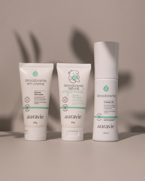 Kit Desodorante em creme adulto + desodorante infantil + desodorante spray