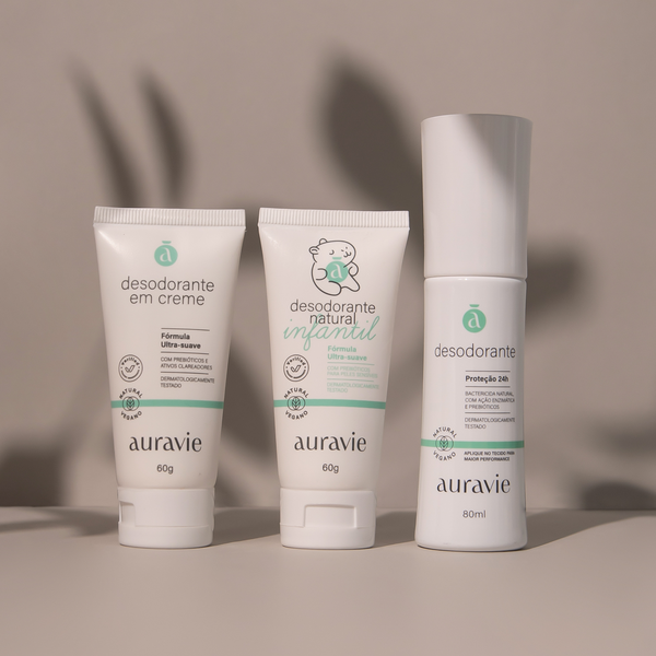 Kit Desodorante em creme adulto + desodorante infantil + desodorante spray