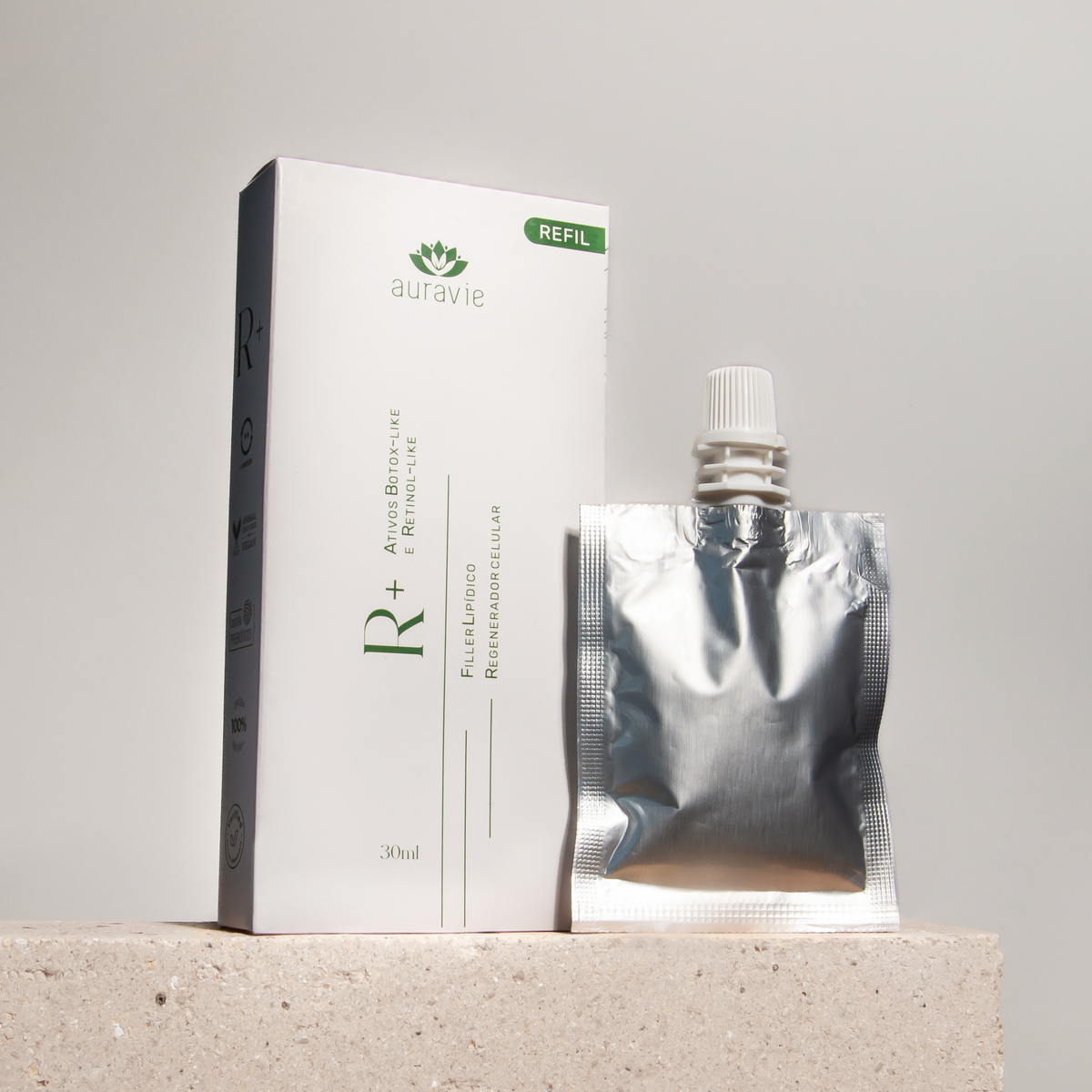 Refil Serum Facial R+ com Peptídeos de ação Retinol-like e lifting imediato - 30ml