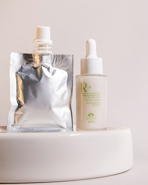 Kit Serum + Refil - Serum Facial R+ com Peptídeos de ação Retinol-like e lifting imediato - 30ml